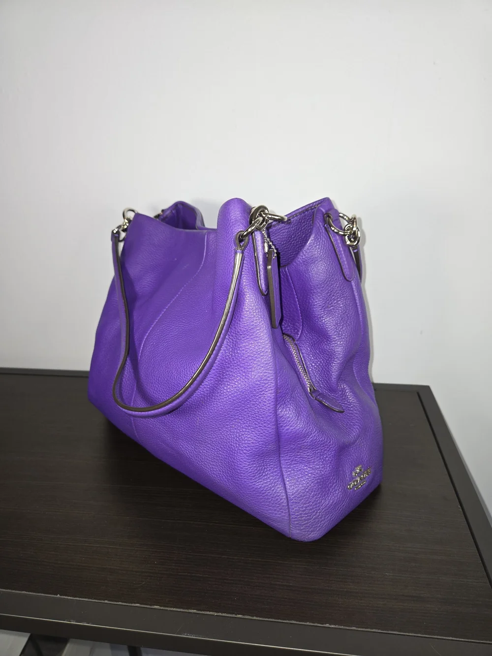 COACH Madison Phoebe Shoulder Bag Purple Pebble Leather Hobo F35723